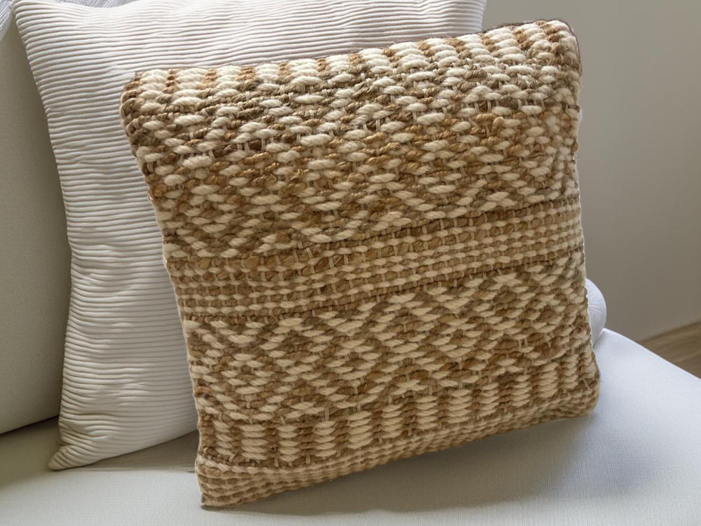 Natural Beige Geometric Cushion - Second Nature Online