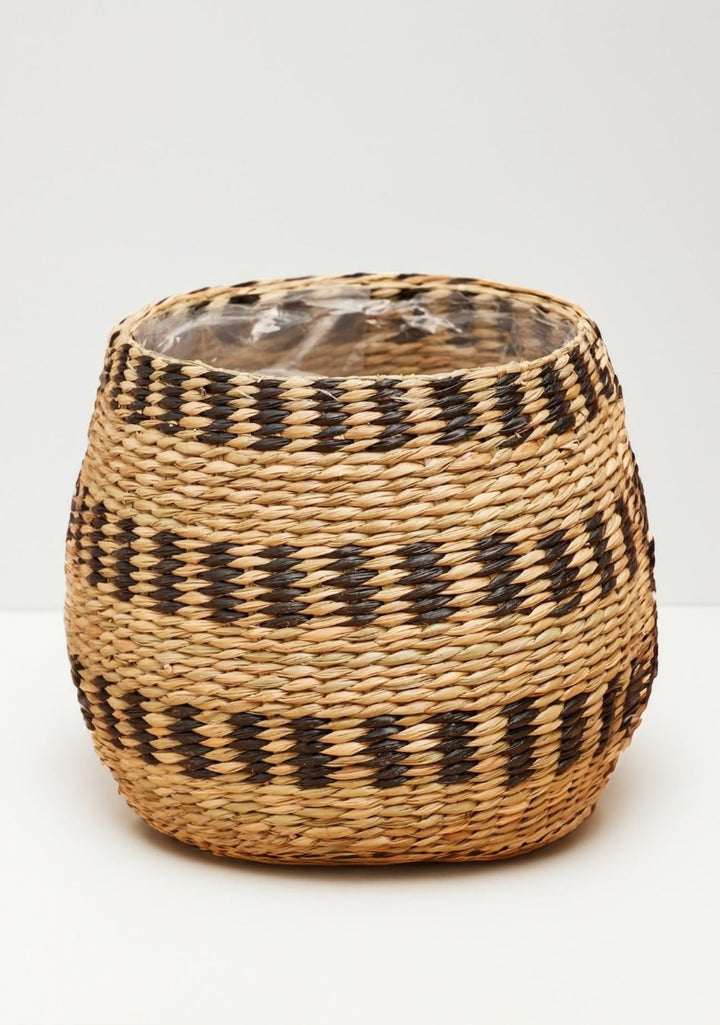 Black Seagrass Baskets for Plants Second Nature Online