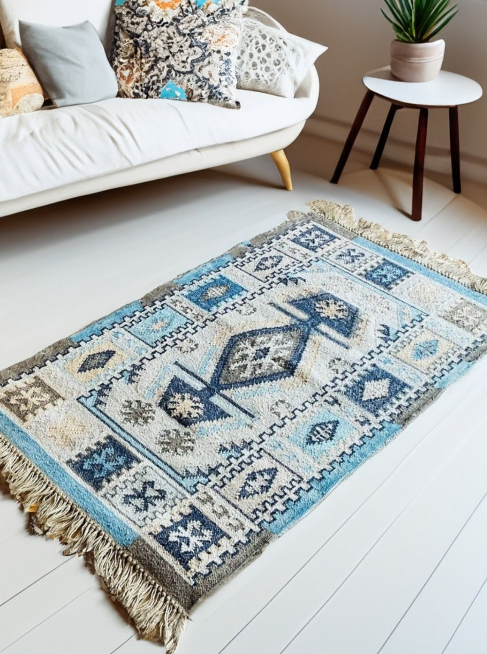 Blue Area Kilim Rug Second Nature Online