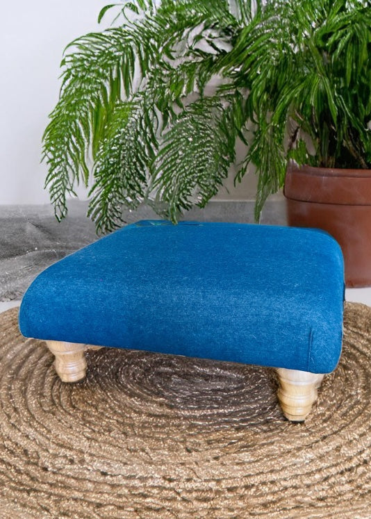 Blue Denim Footstool - Second Nature Online
