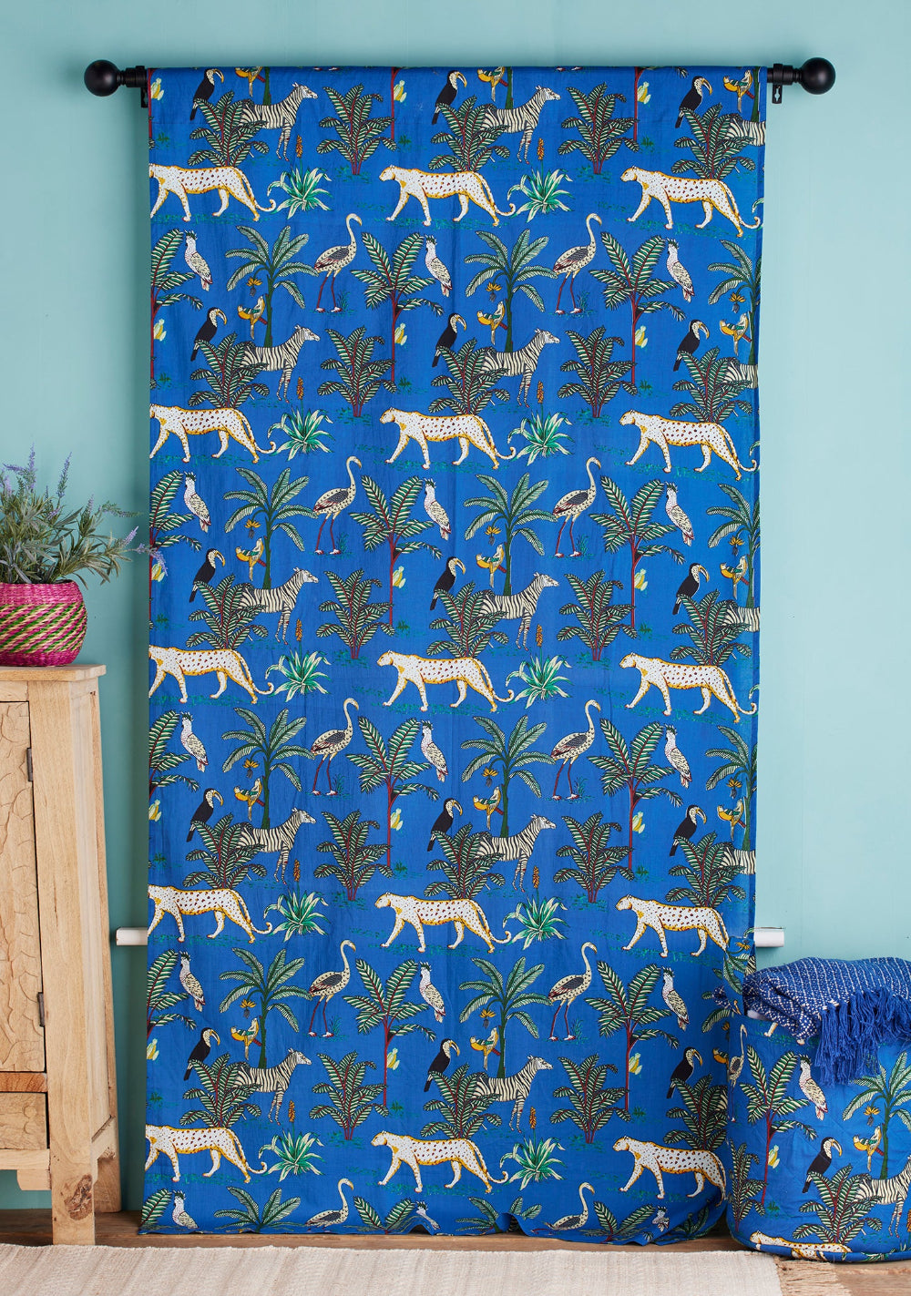 Blue Jungle Cotton Curtain Panel Second Nature Online