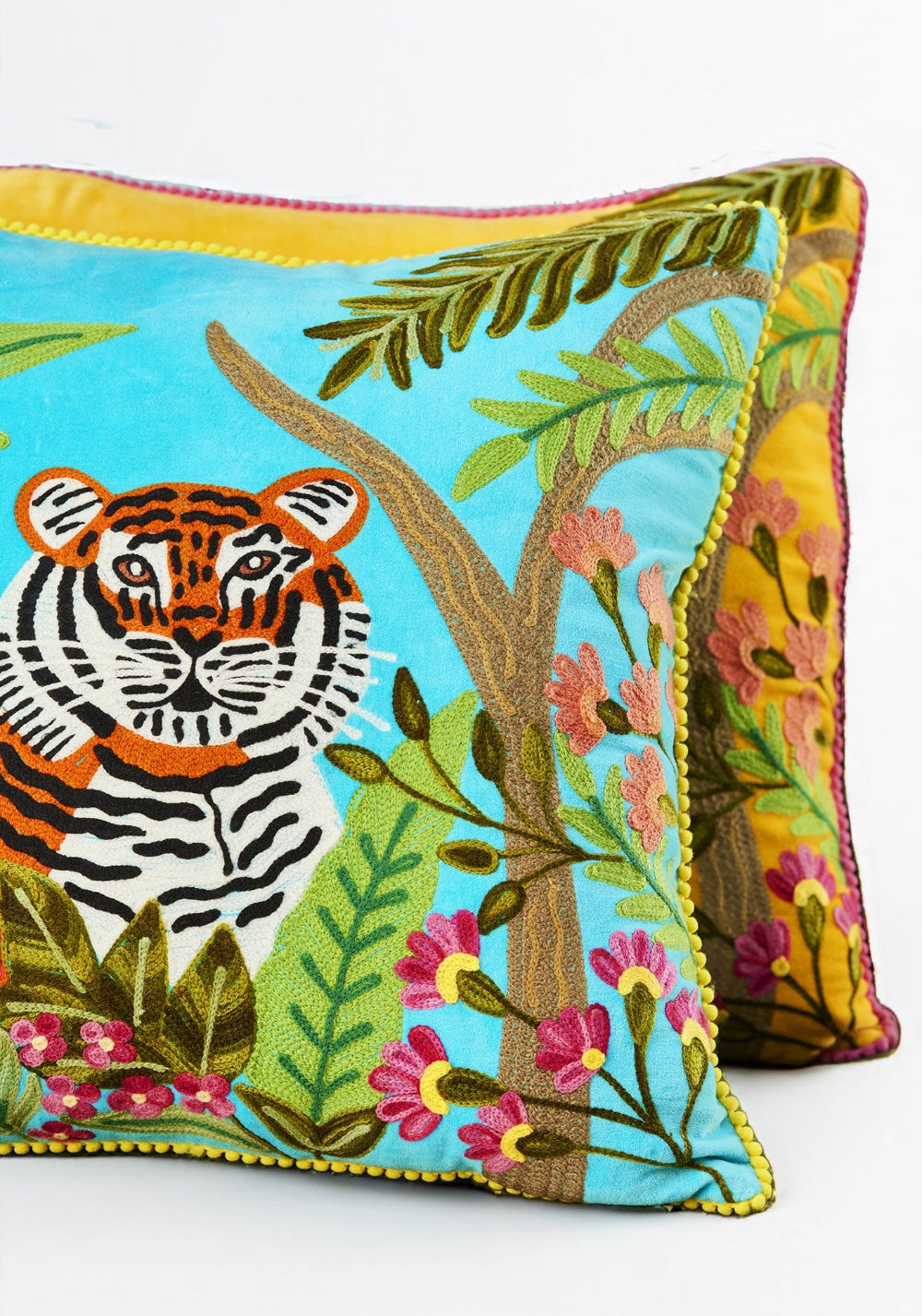 Blue Tiger Velvet Cushion Cover - Second Nature Online