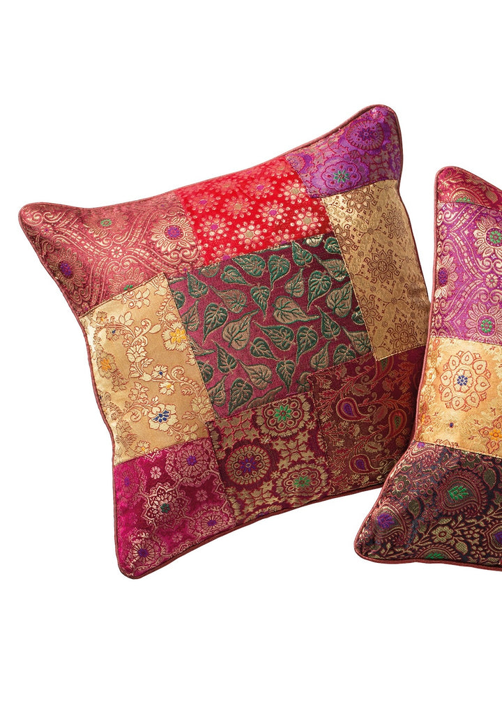 Indian Sari Brocade Patchwork Design Cushions