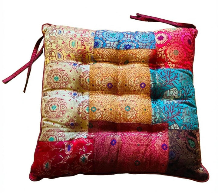 Brocade Indian Patchwork Seat Pad - Second Nature Online