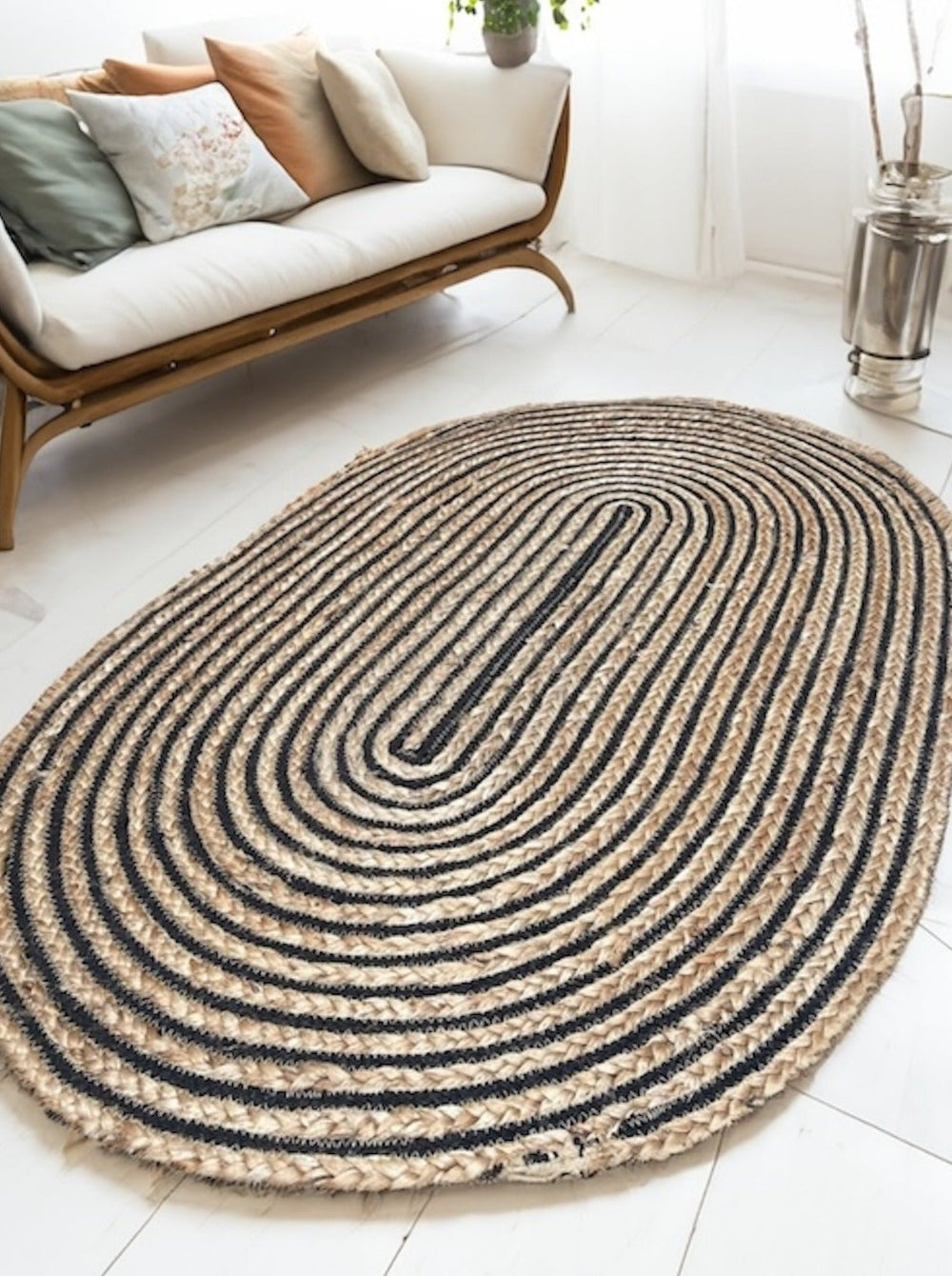 Chakkar Dark Oval Jute Rug Second Nature Online
