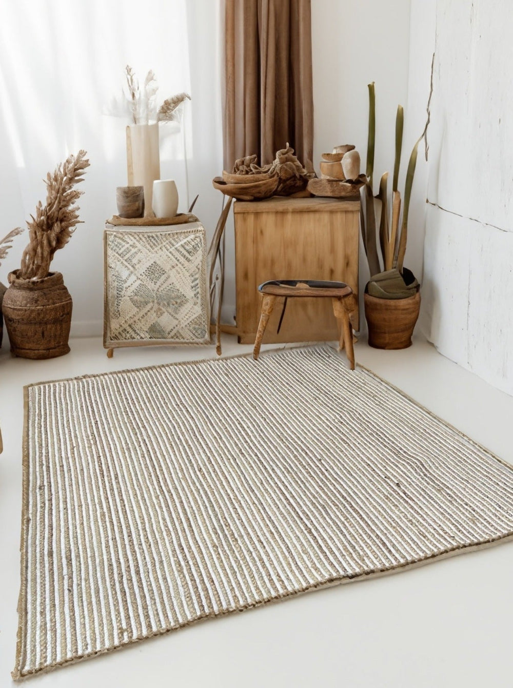 Chakkar Pale Jute Rectangle Rug Second Nature Online