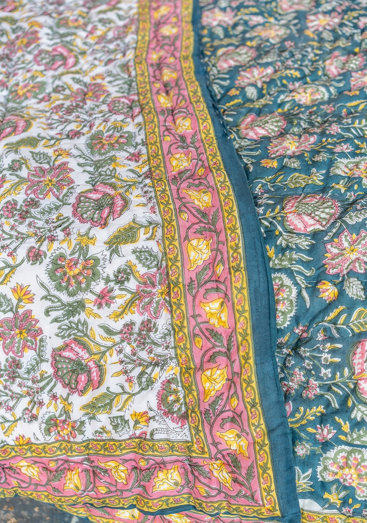 Close Up Of Floral Multi Colour Quilt