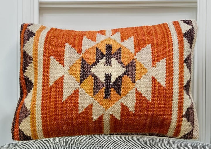 Close Up Of Aztec Kilim Cushion Cover