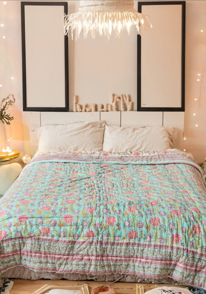 Floral Pastel Quilt Indian Style - Second Nature Online