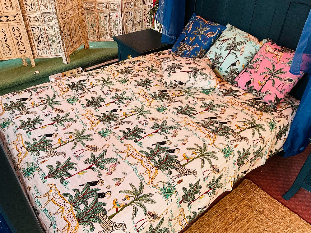 Cream Jungle Print Throw Second Nature Online