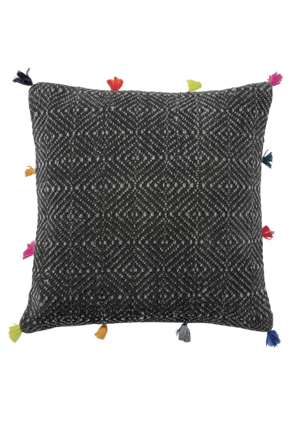 Dark Grey Diamond Pattern Cotton Cushion Cover - Second Nature Online