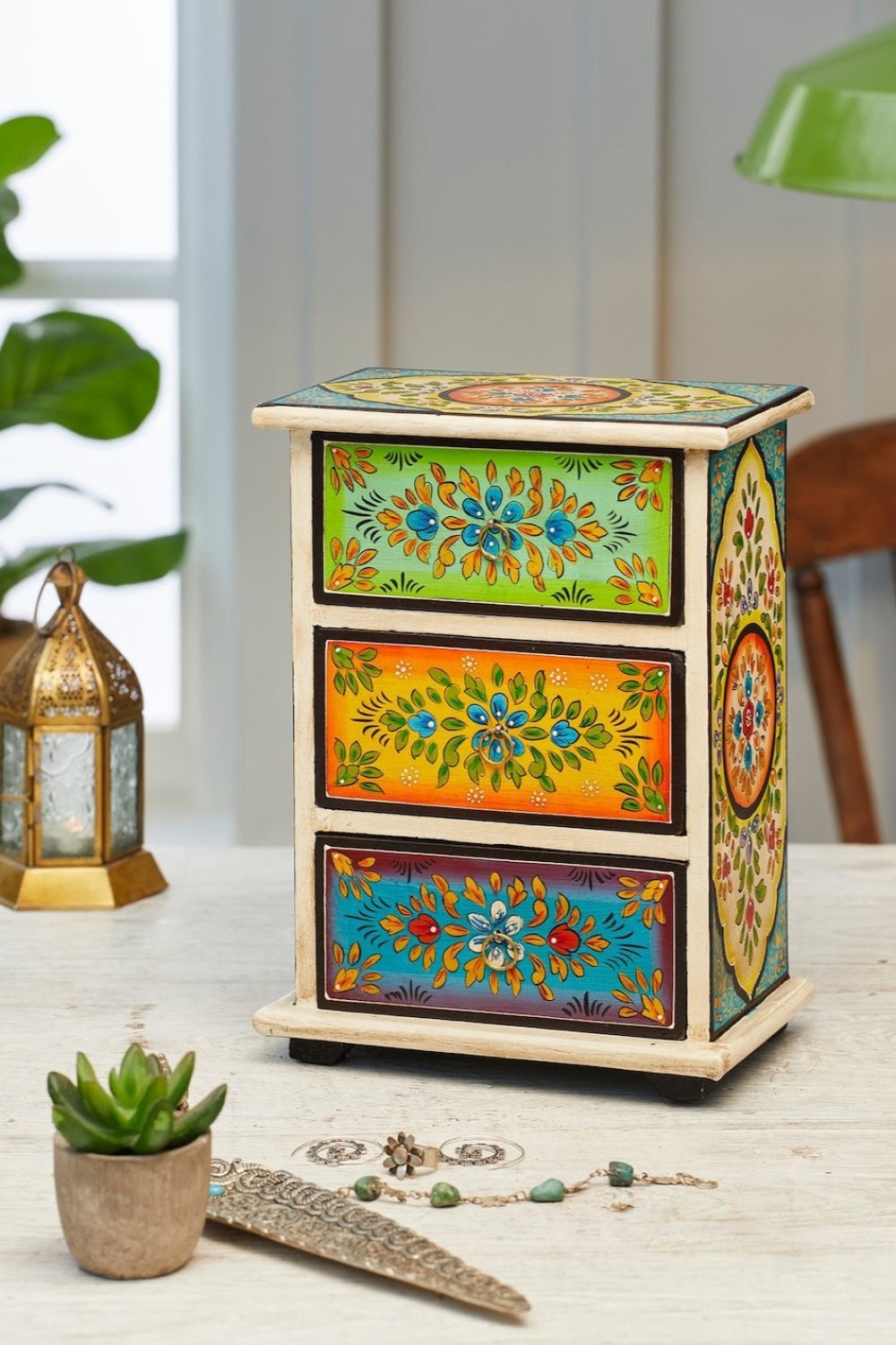 Decorative Hand Painted Jewellery Trinket Chest