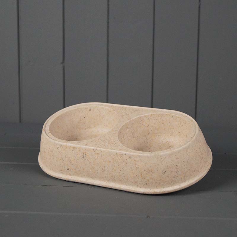 The Eco-Munch Pet Bowl - Earthy Small Duo Bowl Made with Chaff