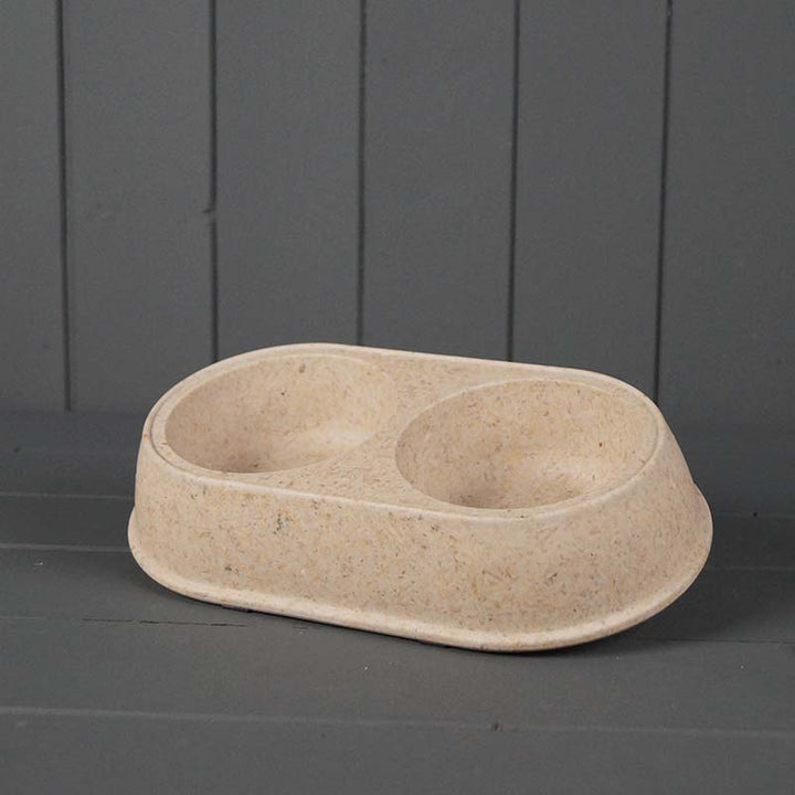 The Eco-Munch Pet Bowl - Earthy Small Duo Bowl Made with Chaff
