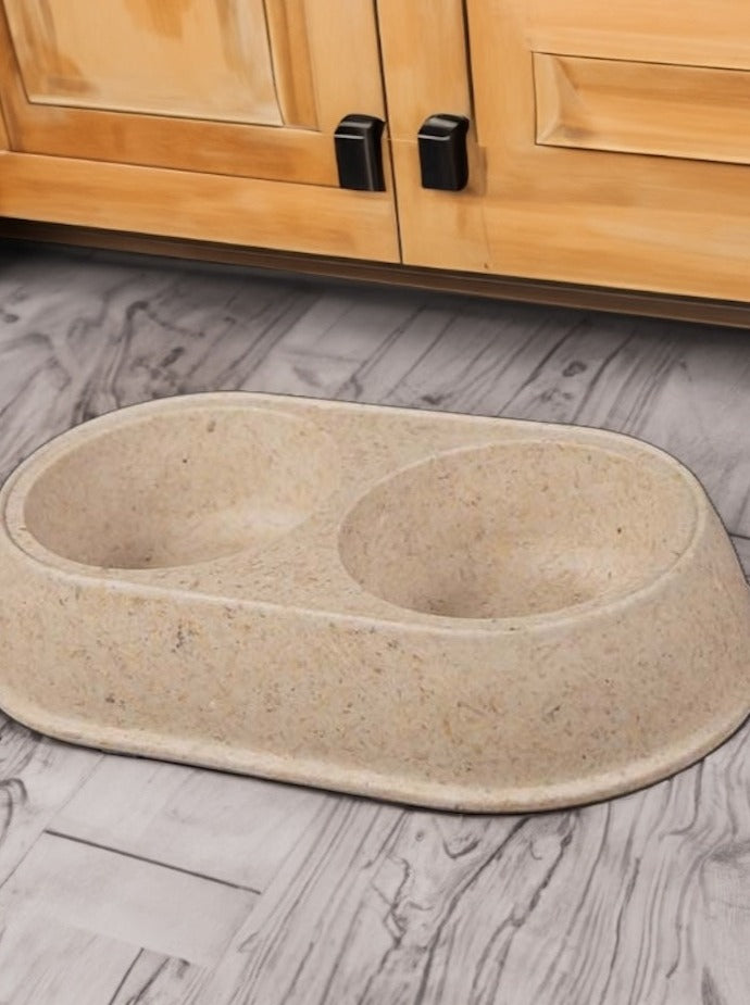 The Eco-Munch Pet Bowl - Earthy Small Duo Bowl Made with Chaff