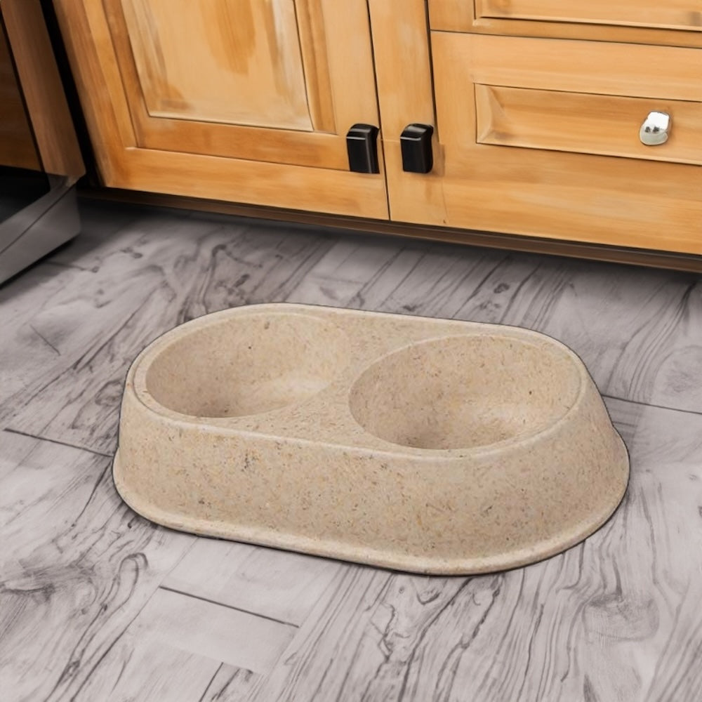 The Eco-Munch Pet Bowl - Earthy Small Duo Bowl Made with Chaff