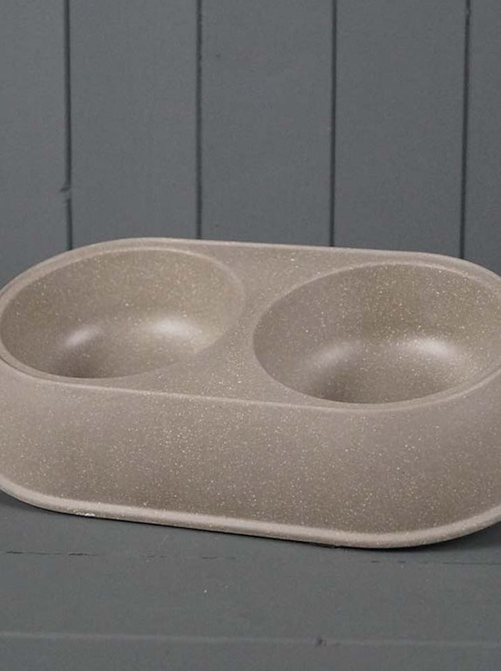 The Eco-Chow Pet Bowl - Earthy Large Duo Bowl Made with Straw