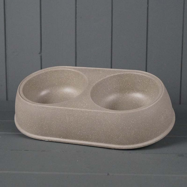 The Eco-Chow Pet Bowl - Earthy Large Duo Bowl Made with Straw