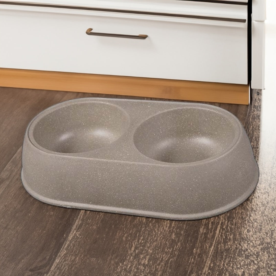 The Eco-Chow Pet Bowl - Earthy Large Duo Bowl Made with Straw