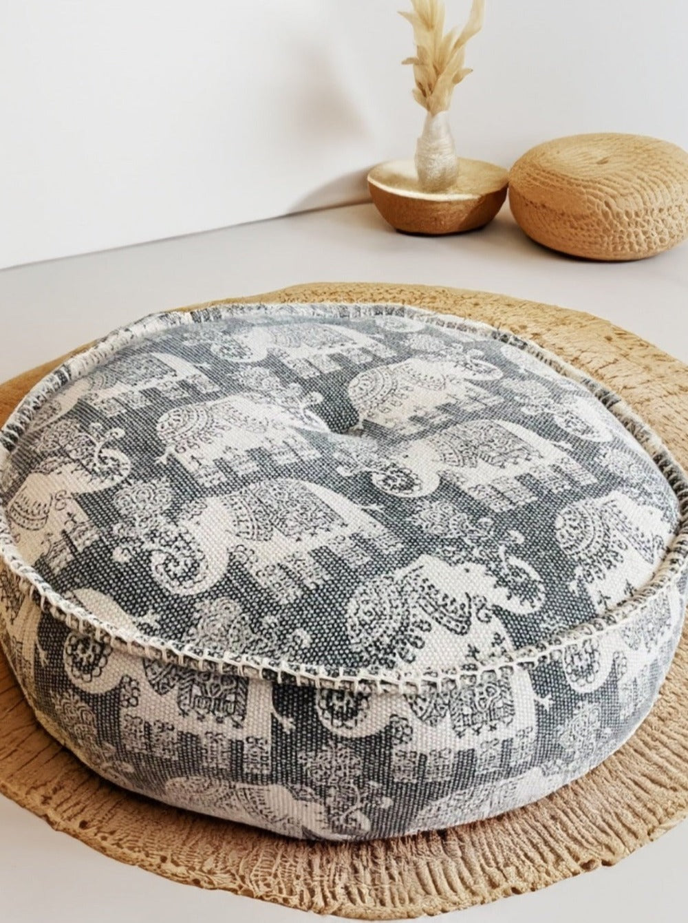Grey White Elephant Pouffe Second Nature Online