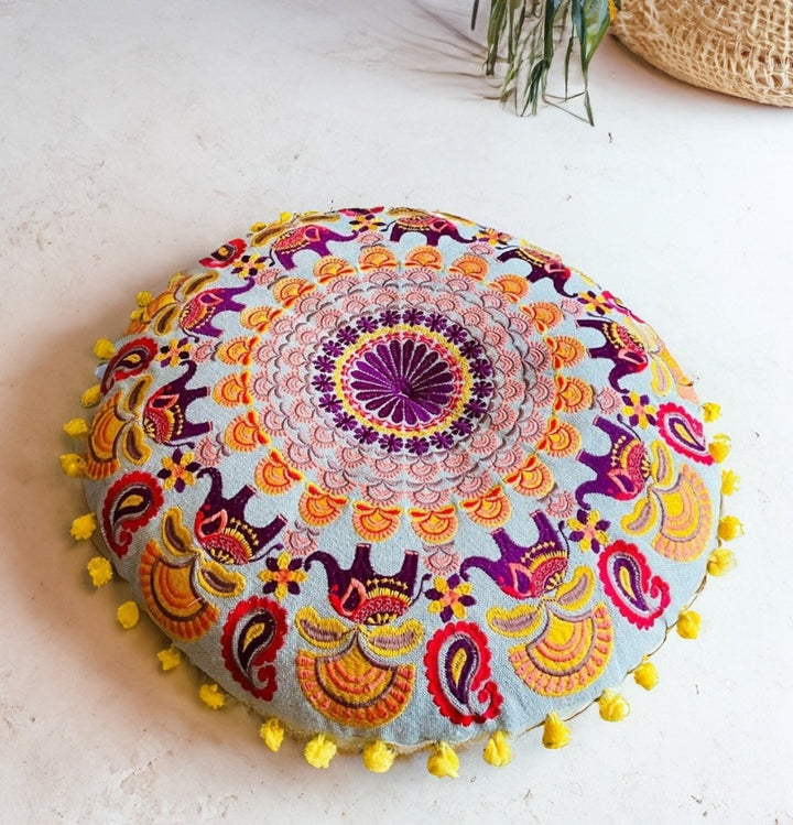 Orange Yellow Elephant Yoga Cushion