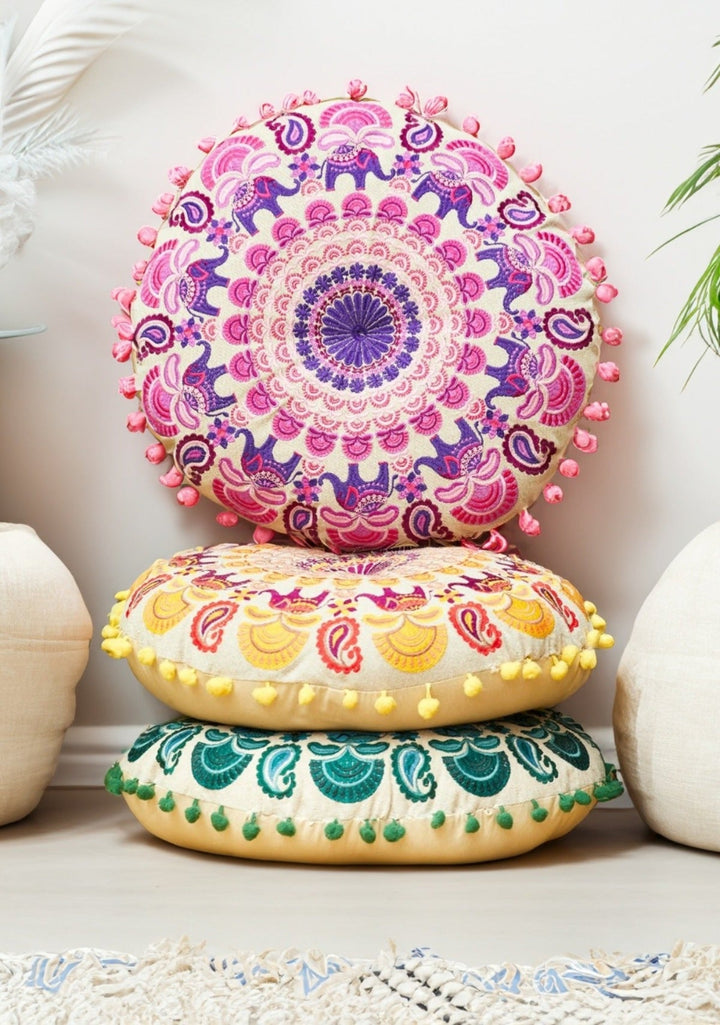 Three Elephant Yogs Cushion Pouffes