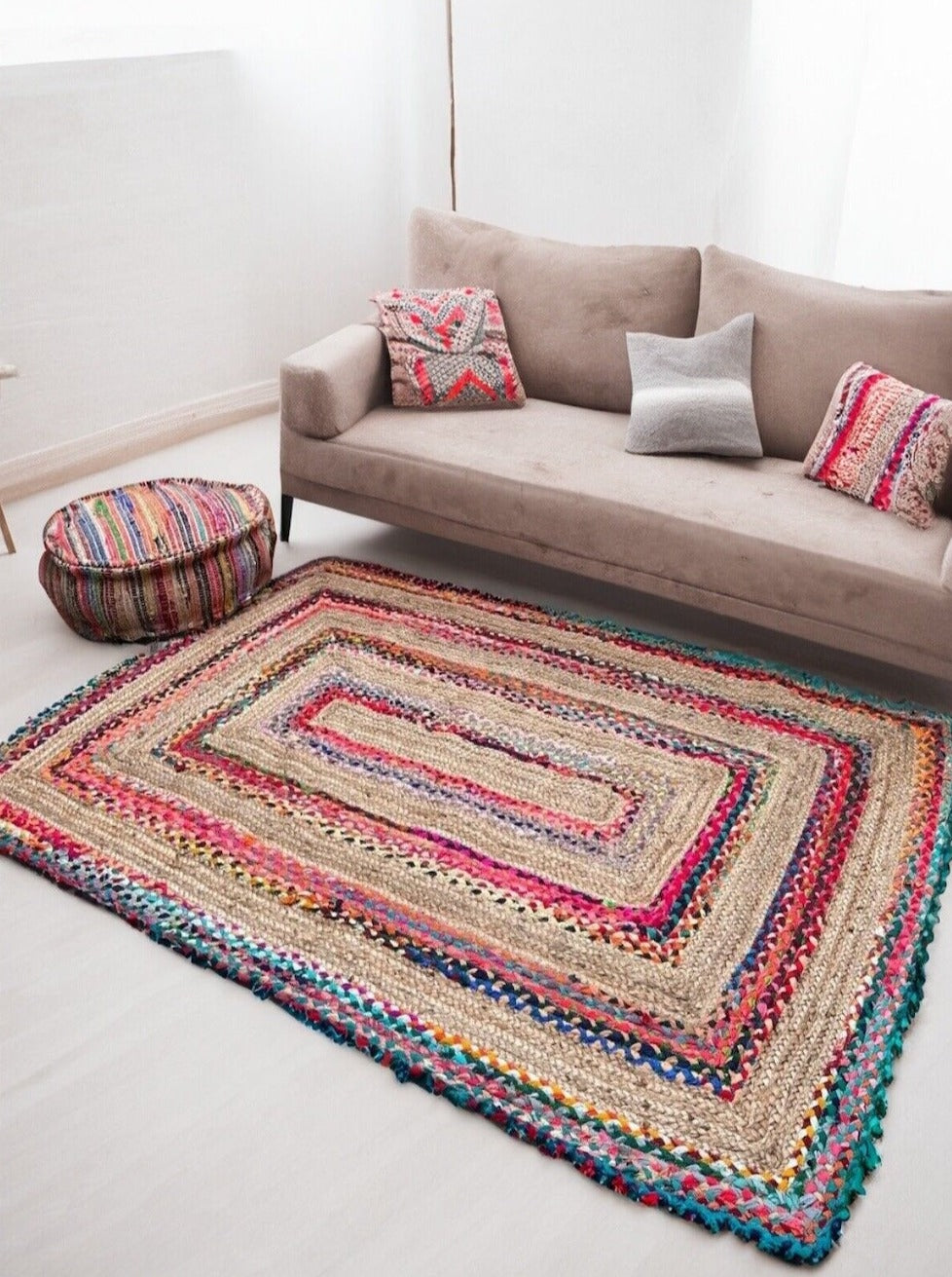 Fiesta Rectangle Jute Cotton Rug Second Nature Online