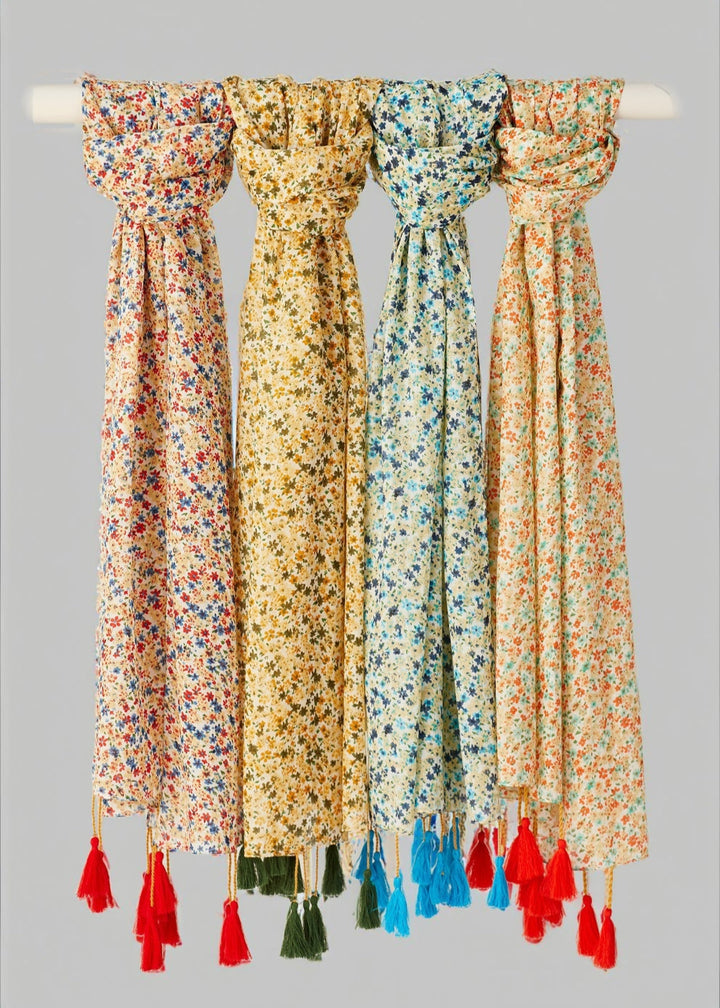 Floral Hand Printed Cotton Scarves - Second Nature Online