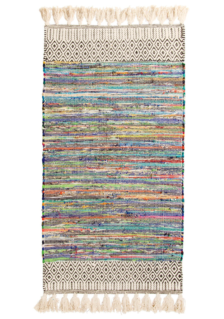 Geometric Multi Colour Rainbow Chenille Rug 75cm x 135cm - Second Nature Online