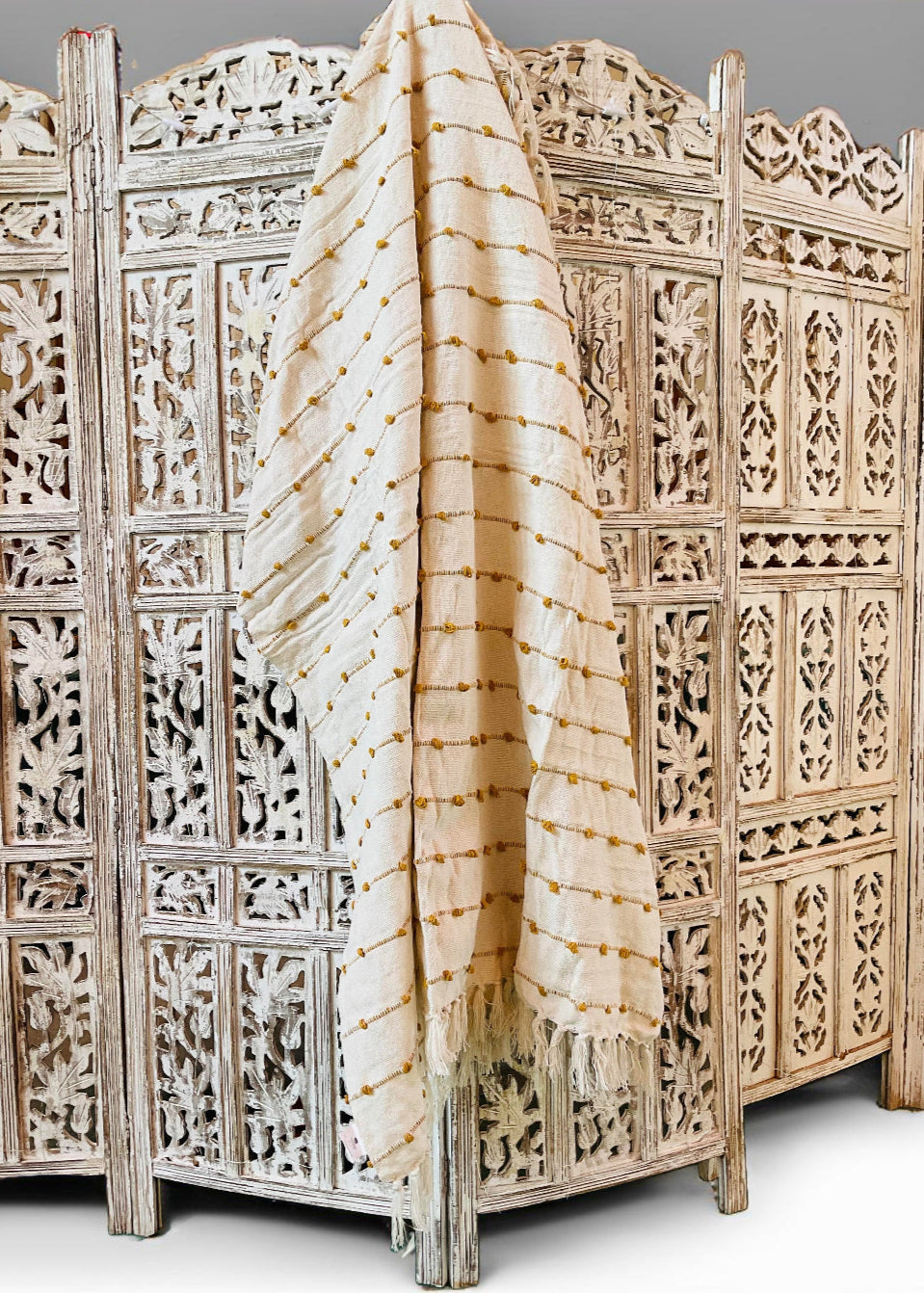 Gold Cream Throw On Indian Screen - Second Nature Online