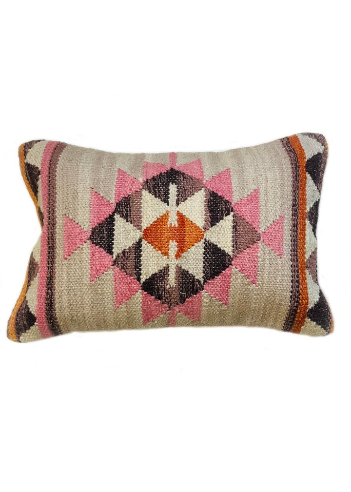 Grey Pink Multi Colour Kilim Rectangle Cushion Cover Second Nature Online