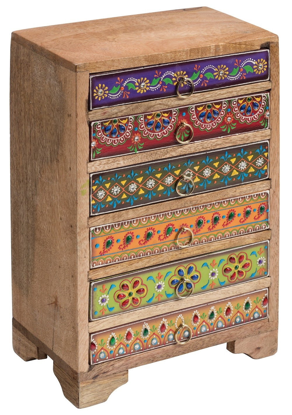 Hand Painted Indian Craft Wooden Chest for Jewellery and Trinkets