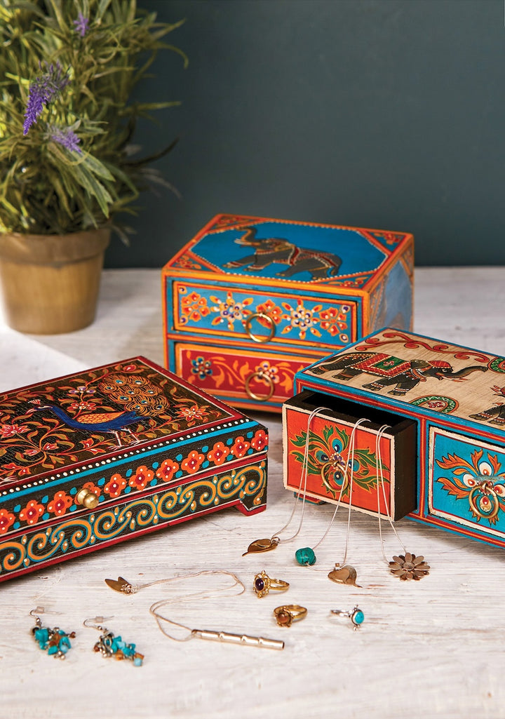 Hand Painted Indian Jewellery Boxes by Second Nature Online