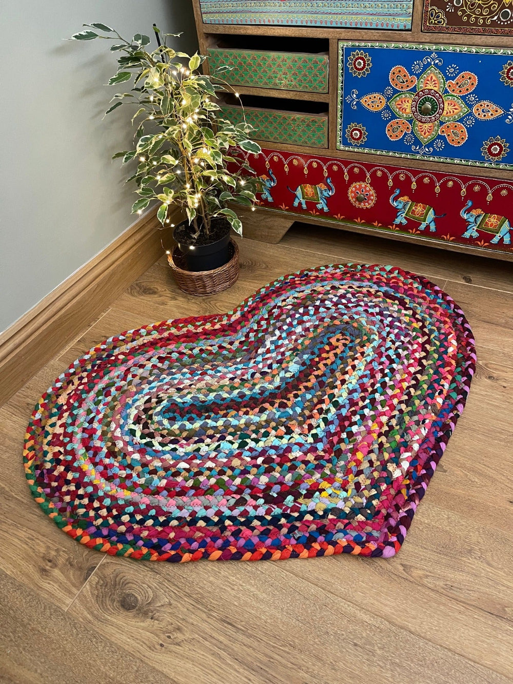 Heart Shaped Braided Rag Rug - Second Nature Online