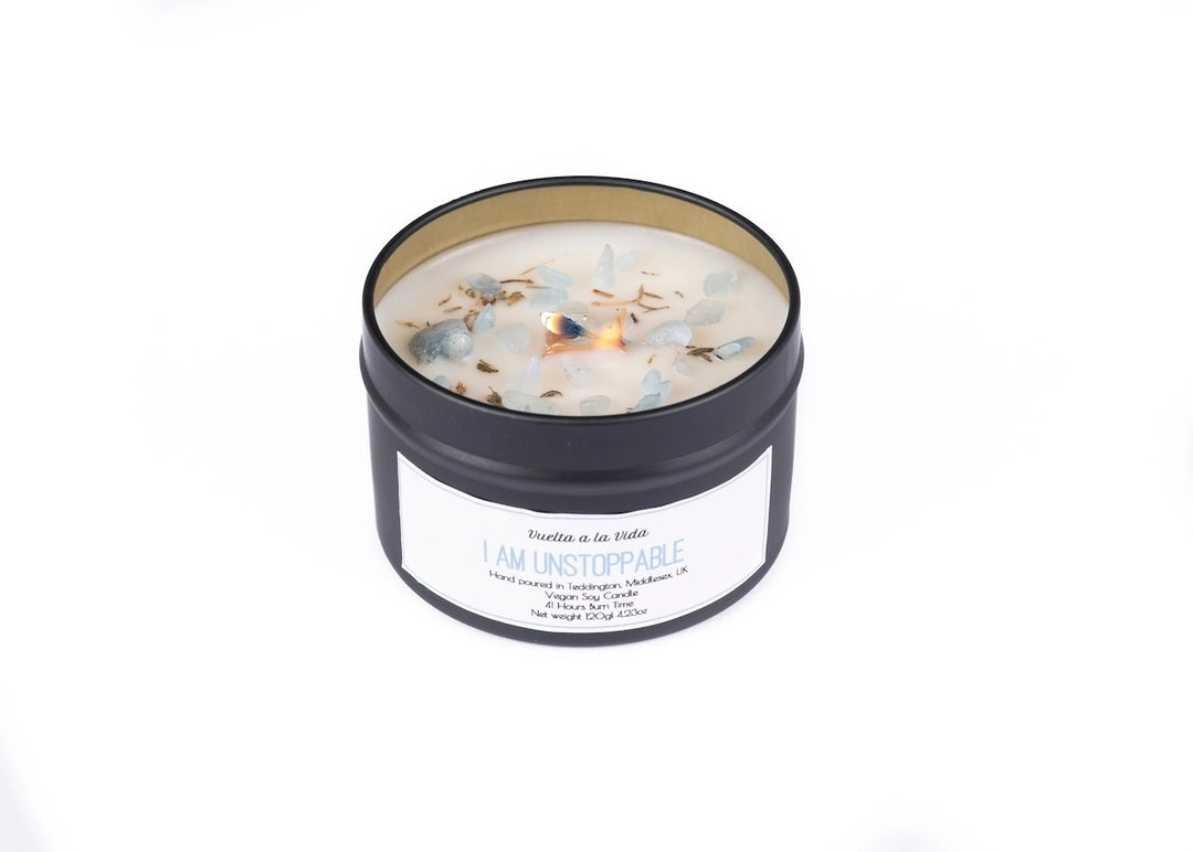 Motivational Aromatherapy Candle Aquamarine 'I Am Unstoppable'