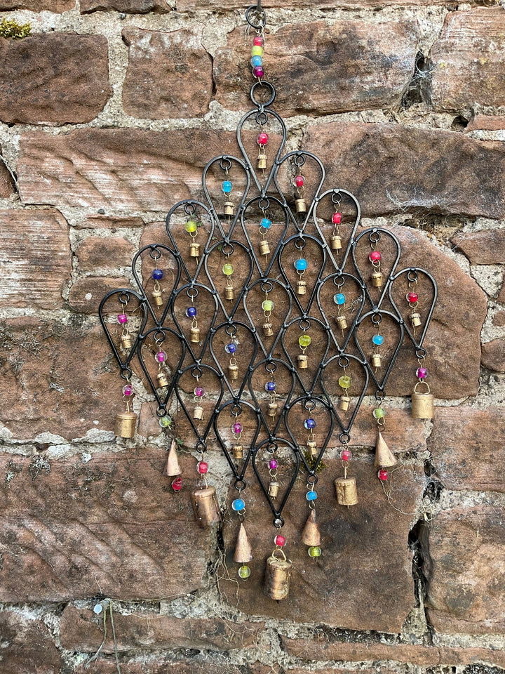 Wind Chime for Garden made from Iron Teardrops with Bells and Beads