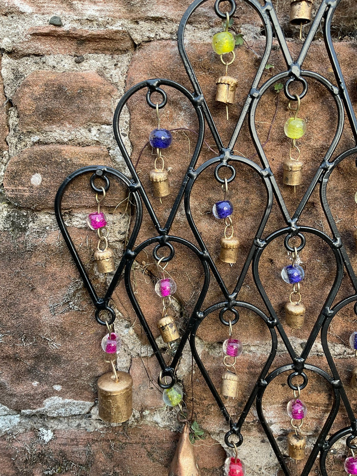 Wind Chime for Garden made from Iron Teardrops with Bells and Beads