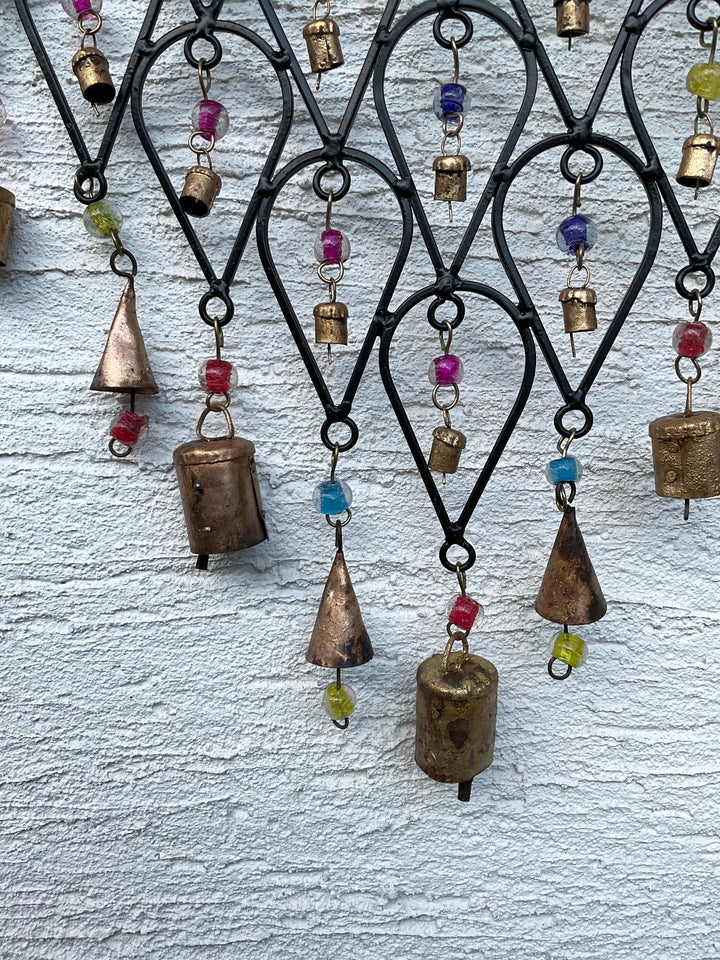 Wind Chime for Garden made from Iron Teardrops with Bells and Beads