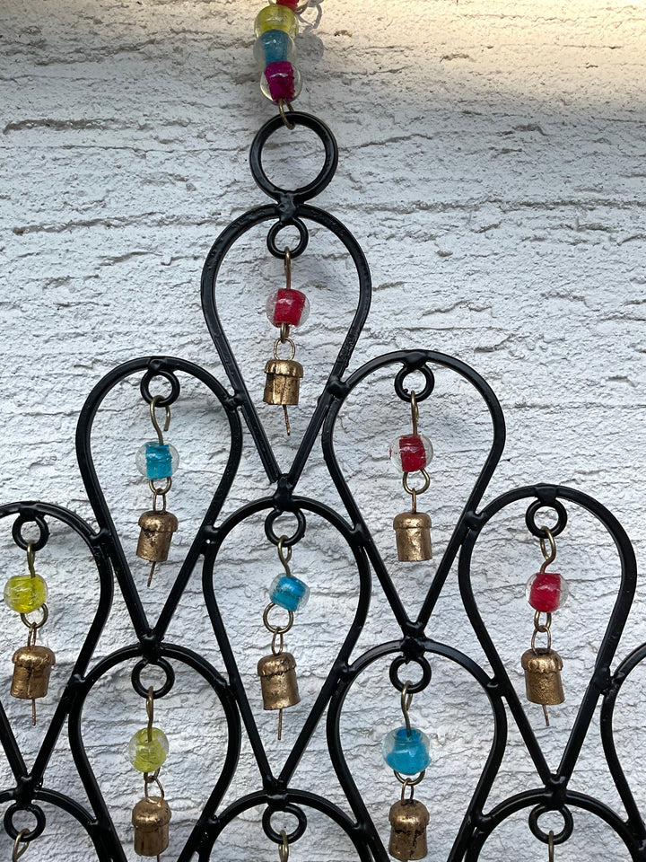 Wind Chime for Garden made from Iron Teardrops with Bells and Beads