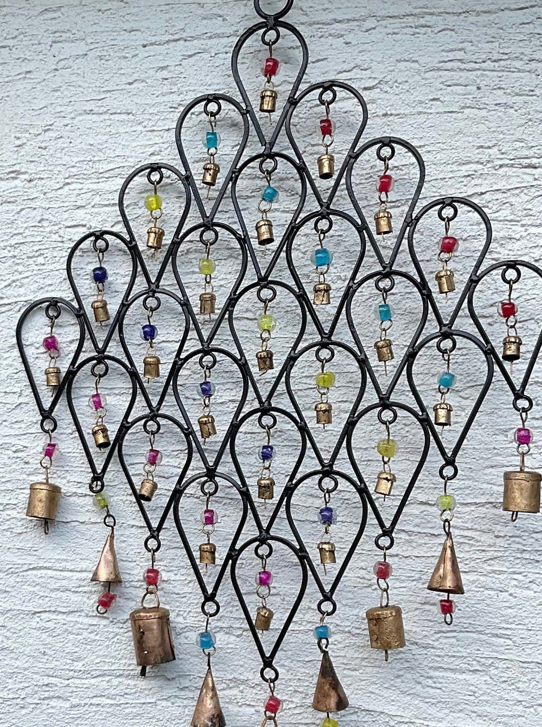 Wind Chime for Garden made from Iron Teardrops with Bells and Beads