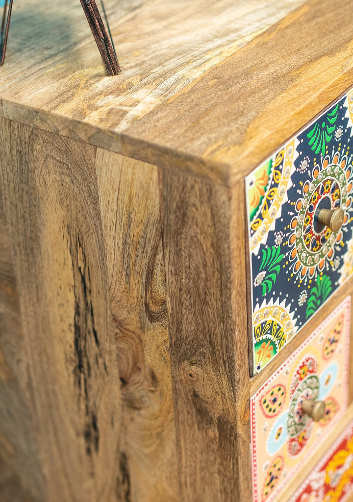 Daraaz Drawers Indian Mango Wood with 9 Drawers and Multi Colours