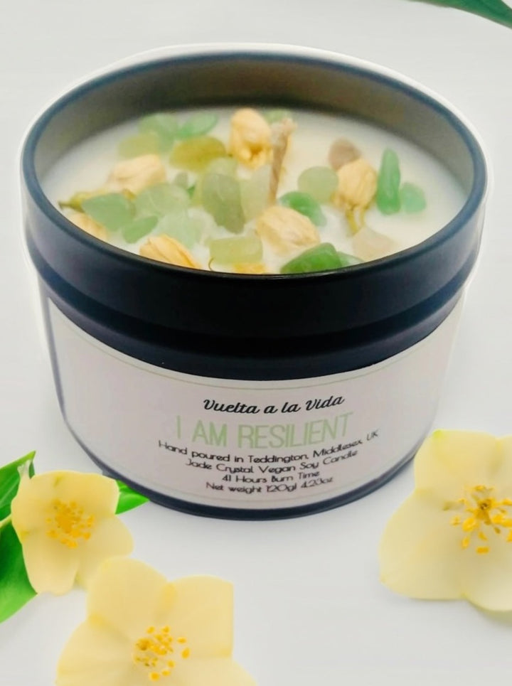 Jasmine Jade Candle For Calm and Peace 'I Am Resilient'