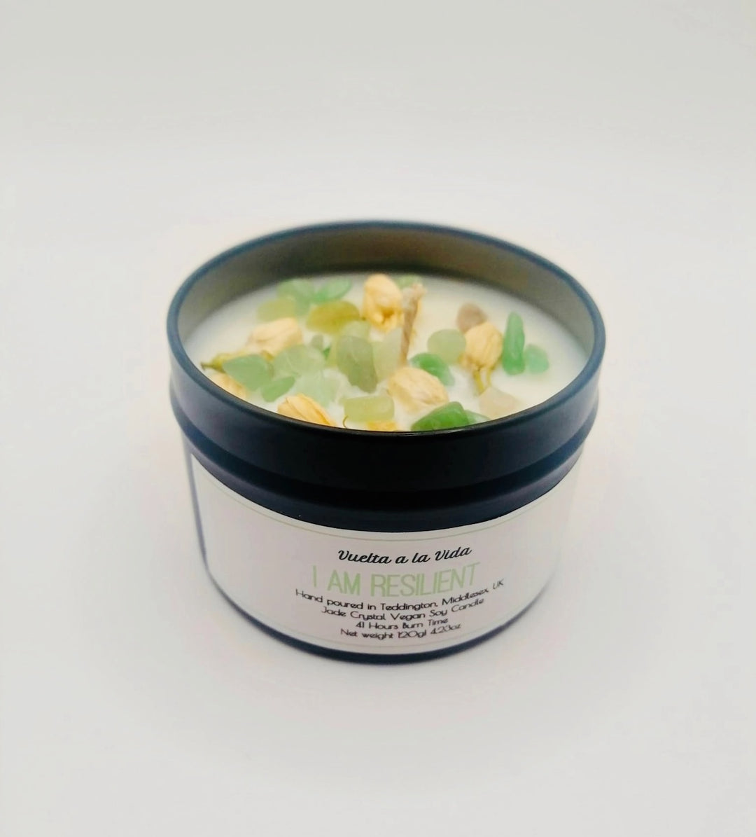 Jasmine Jade Candle For Calm and Peace 'I Am Resilient'