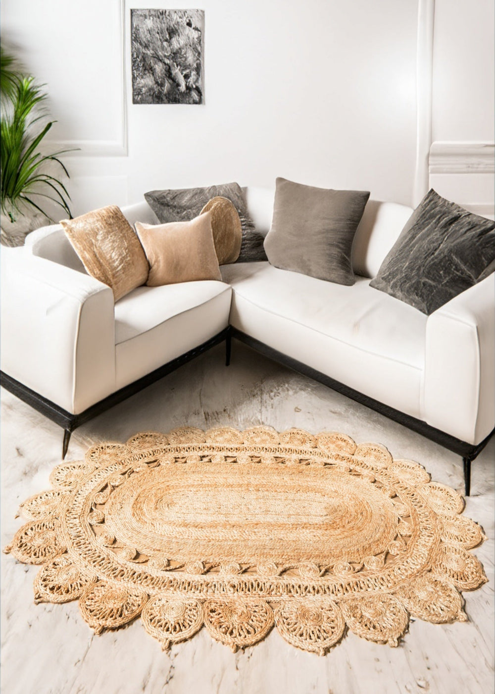 Jute Oval Rug Open Weave Style - Second Nature Online