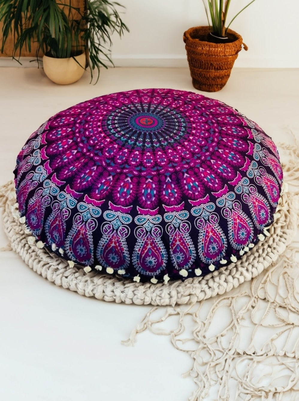 Purple Mandala Floor Cushion Cover 82x82cm Second Nature Online