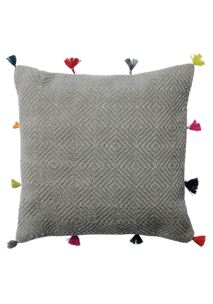Light Grey Diamond Pattern Cotton Cushion Cover - Second Nature Online