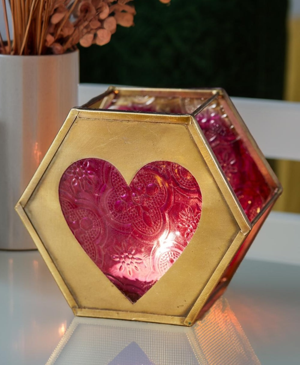 Love Heart Hexagonal T Light Lantern Second Nature Online