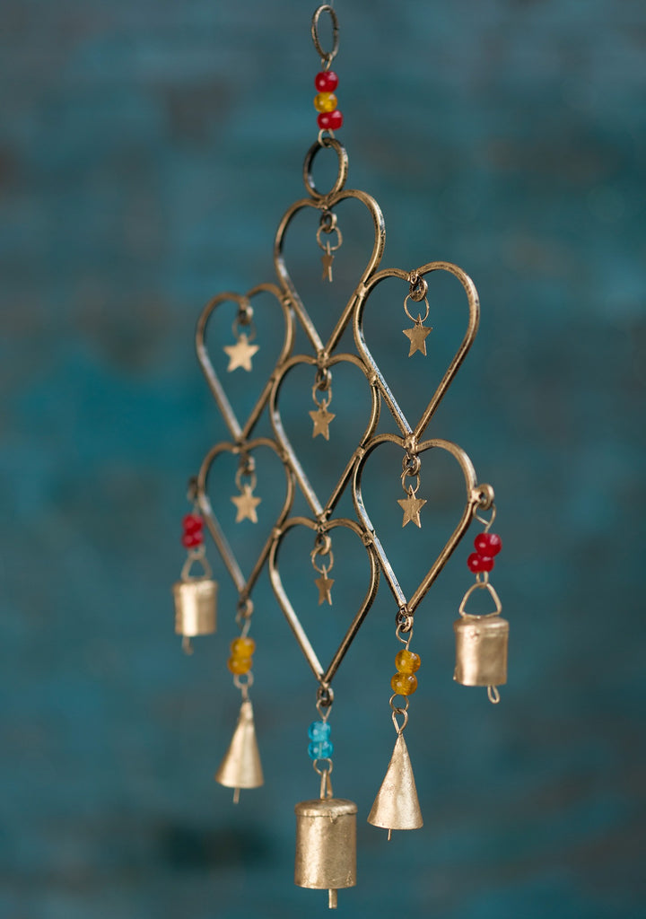 Love Heart Stars and Bells Wind Chime Hanging Mobile