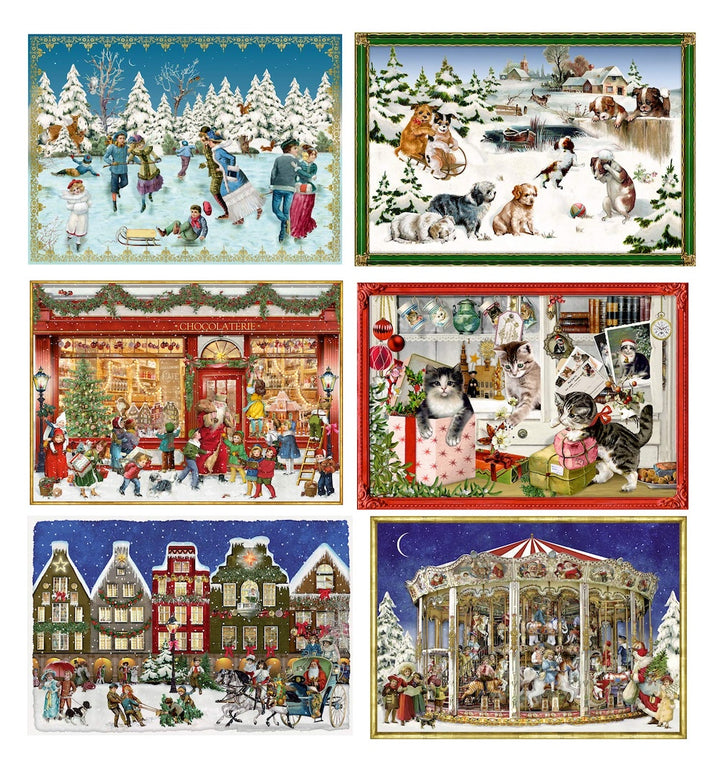 Set of 6 Traditional German Handmade Mini Advent Calendars
