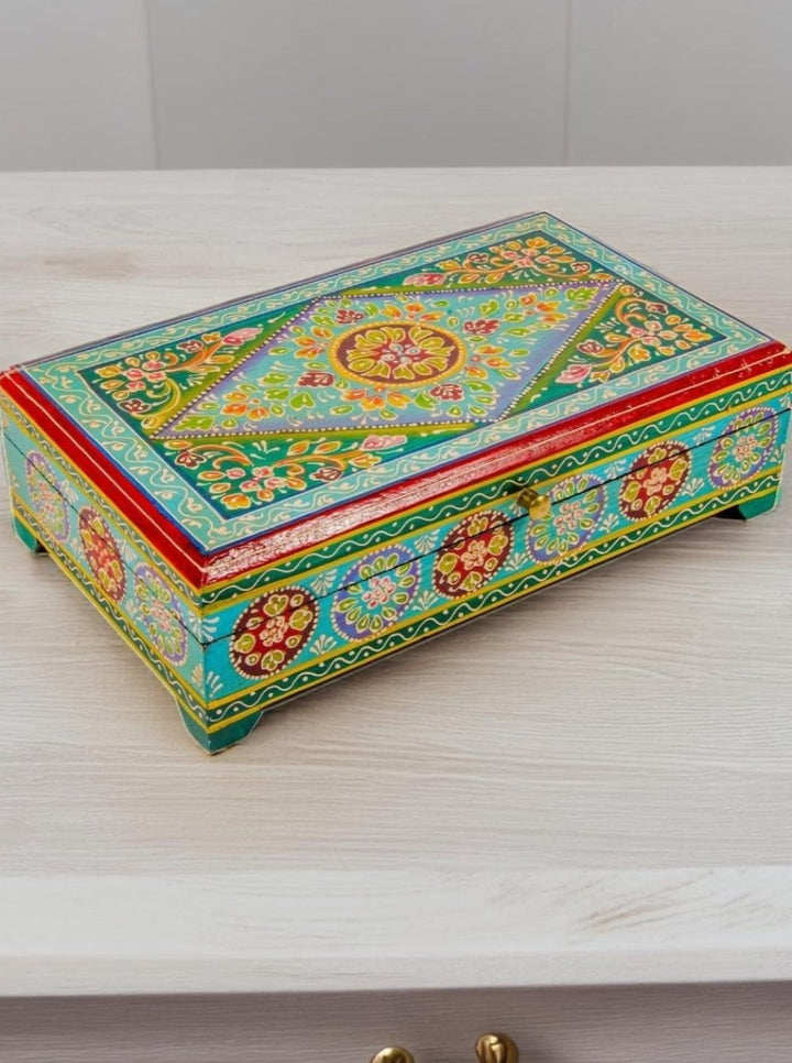 Beautiful Hand Painted Wooden Indian Box